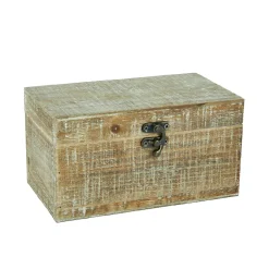 Holztruhe Natur, Weiß-gewischt, 19 X 11 X 10 Cm