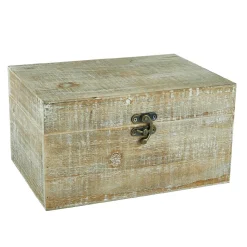 Holztruhe Natur, Weiß-gewischt, 28 X 20 X 15 Cm