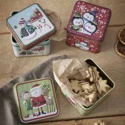 Keksdose Mini, Weihnachtsmann/grün, 8 X 8 X 6 Cm