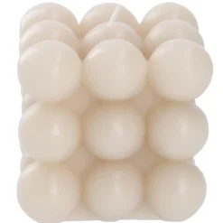Kerze Bubbles, Eckig, Beige, 8 X 8 X 8 Cm