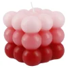Kerze Bubbles, Eckig, Rosa/pink/rot, 8 X 8 X 8 Cm