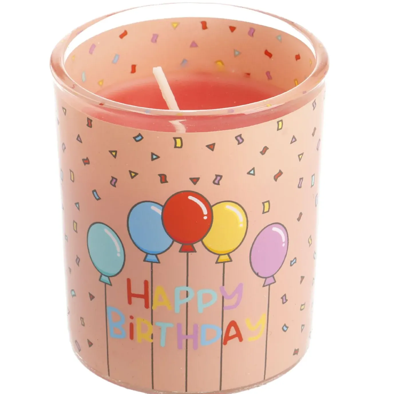 Kerze Im Glas, Geburtstag, Lachs, 6 X 7 Cm