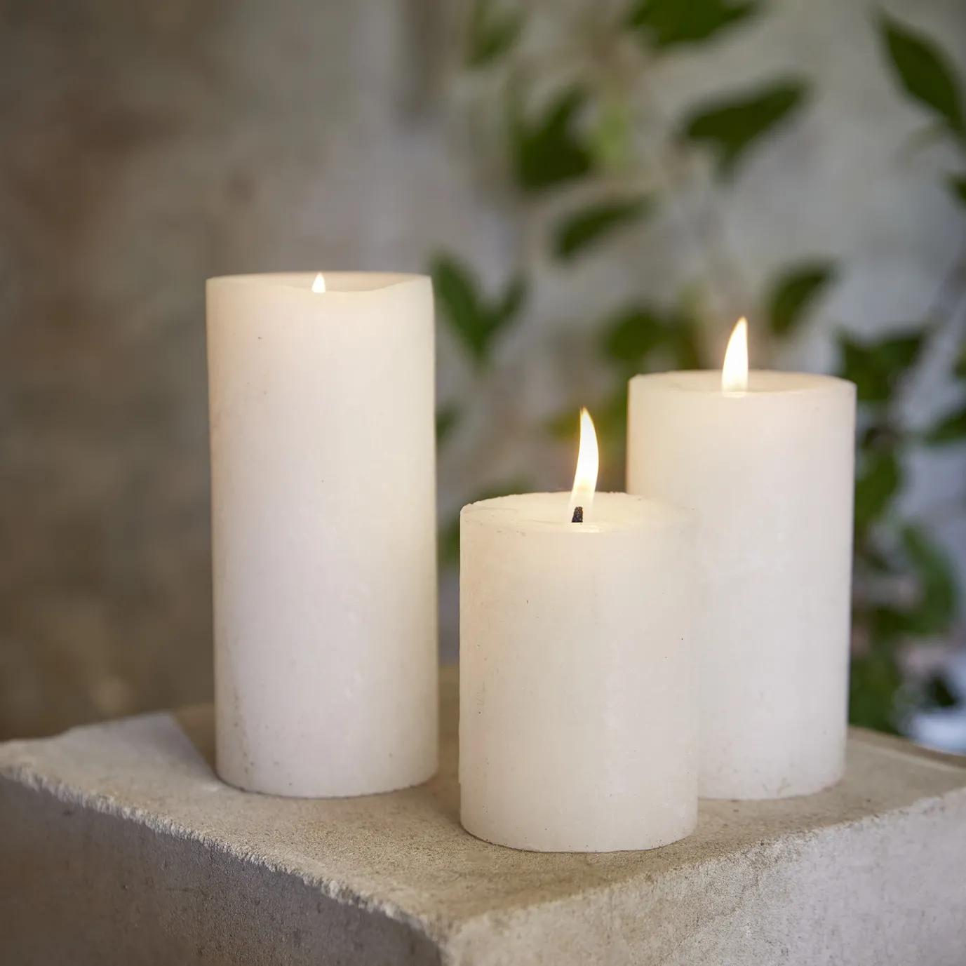 Kerze Rustik, Lara, Wollweiß, 12 Cm