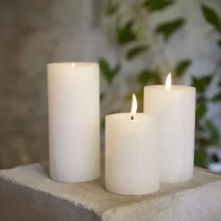 Kerze Rustik, Lara, Wollweiß, 15 Cm