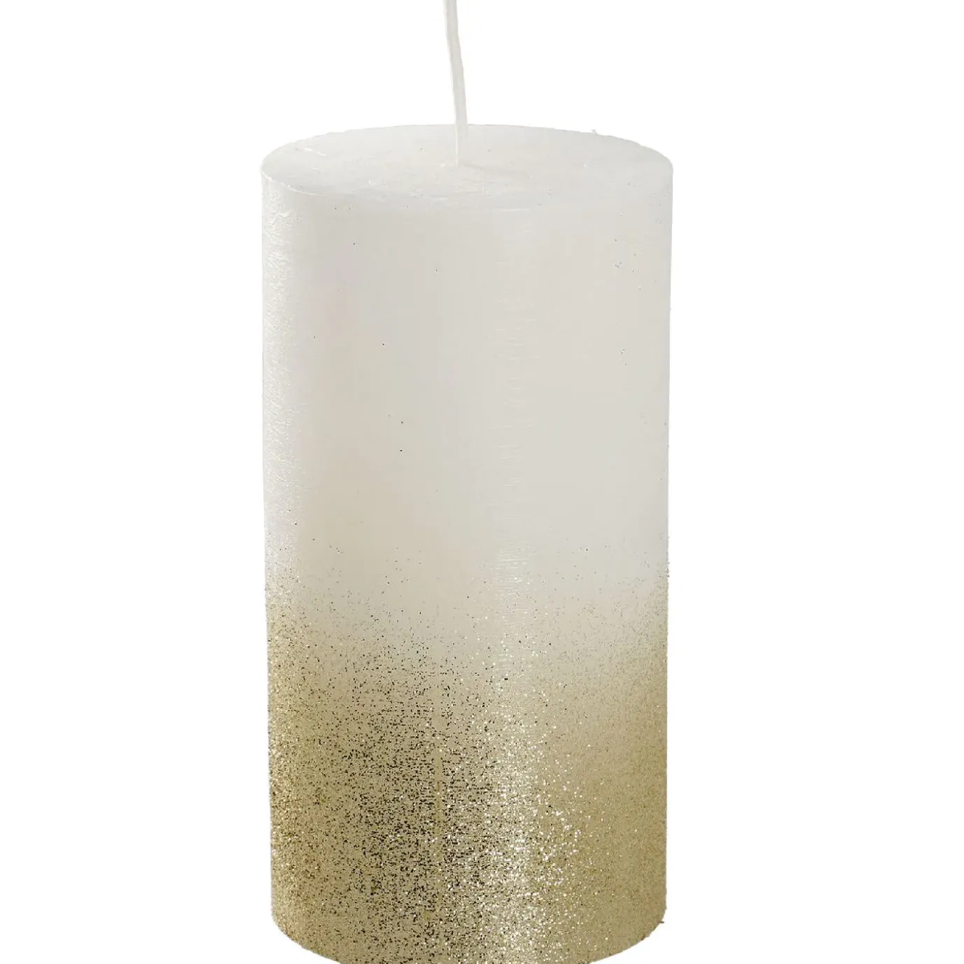 Kerze Rustik/Glitter, Weiß/gold, 7 X 13 Cm