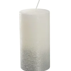 Kerze Rustik/Glitter, Weiß/silber, 7 X 13 Cm