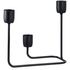 Kerzenhalter 3 Stabkerzen, Schwarz Matt