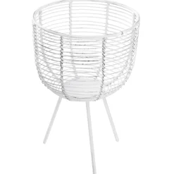 Kerzenhalter Drahtkorb, Weiß, 17 Cm