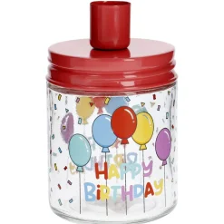 Kerzenhalter Geburtstag, Schraubglas, Rot