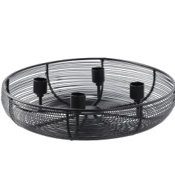 Kerzenhalter Korb, Rund/schwarz-matt, 28 Cm