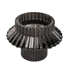 Kerzenhalter Relief, Stabkerze/Teelicht, Schwarz, 8 X 5.5 Cm