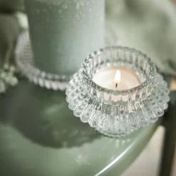 Kerzenhalter Relief, Stabkerze/Teelicht, Klar, 8 X 5.5 Cm