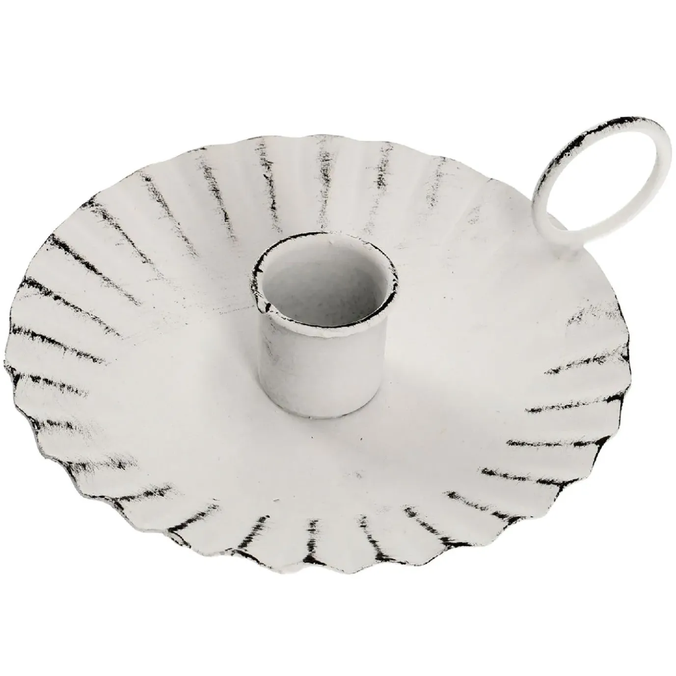 Kerzenständer Mini, Stabkerze, Weiß, Flach/Wellen