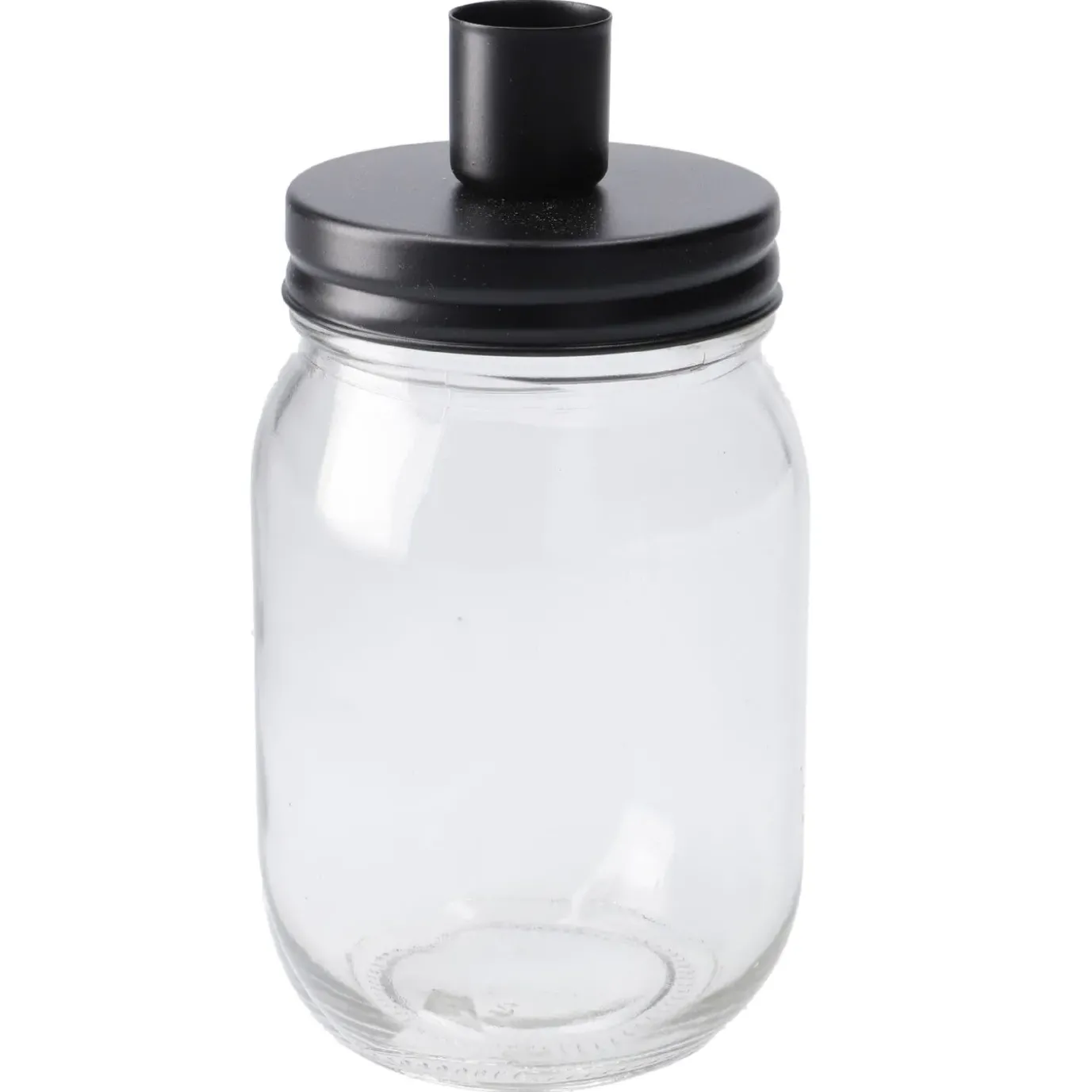 Kerzenständer Schraubglas, Stabkerze, Schwarz-matt, 8 X 16 Cm