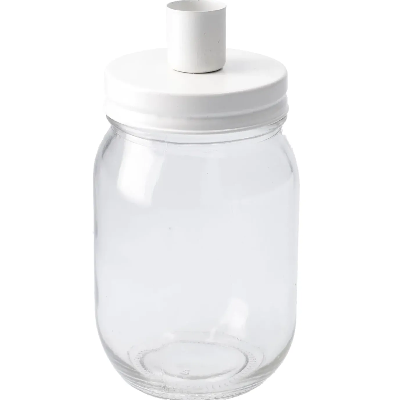 Kerzenständer Schraubglas, Stabkerze, Weiß-matt, 8 X 16 Cm