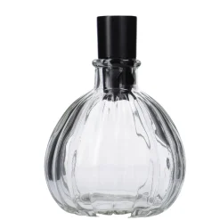 Kerzenständer, Schwarz, Bauchig/Rillen, 7 X 8 Cm