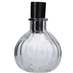 Kerzenständer, Schwarz, Bauchig/Rillen, 8 X 9 Cm