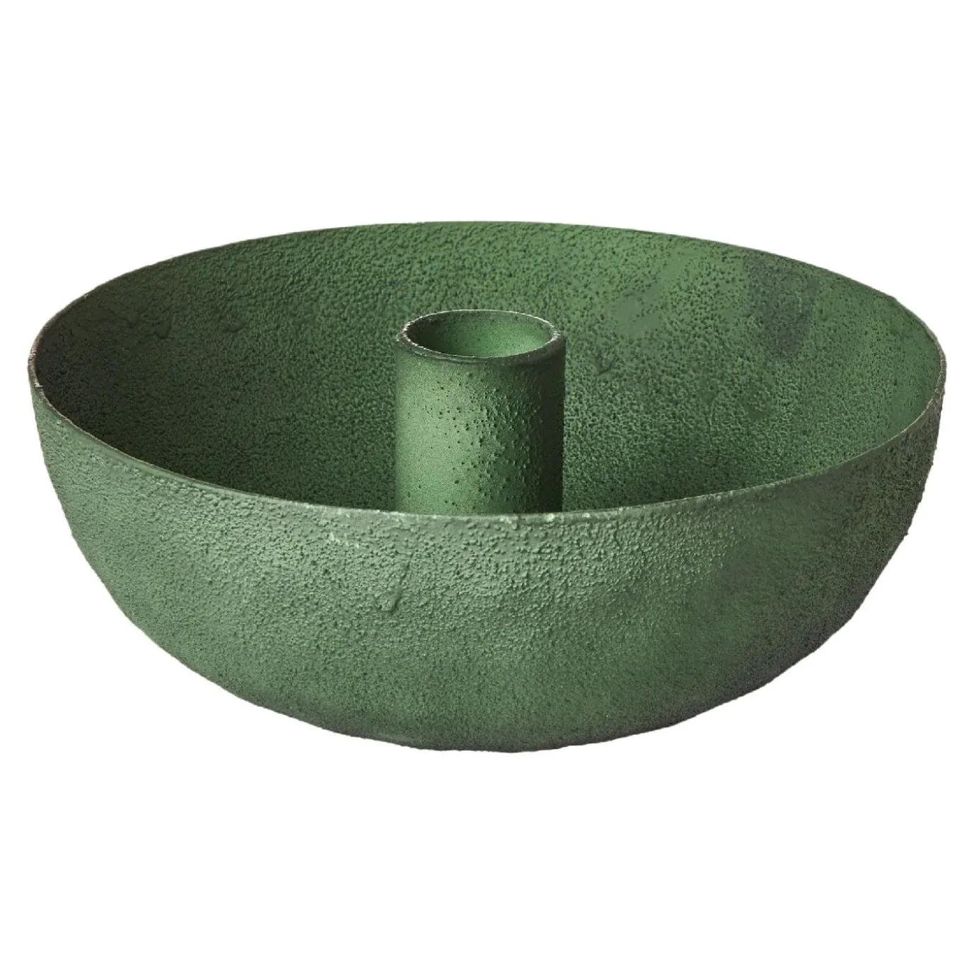 Kerzenständer Stabkerze Mit Schale, Dunkelgrün/matt, 14 Cm