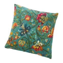 Kissen Blumen, Türkis, 45 Cm