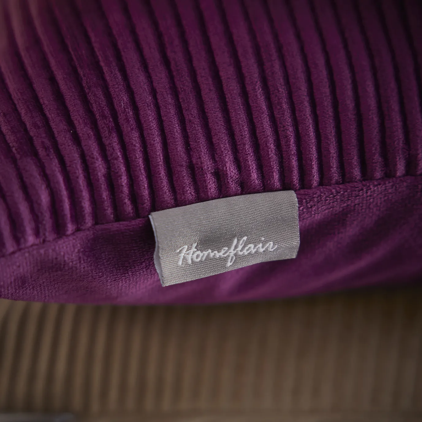 Kissen Samt-Rillen, Lila, 45 X 45 Cm