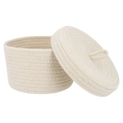 Korb Mit Deckel, Weiß, 20 X 13 Cm