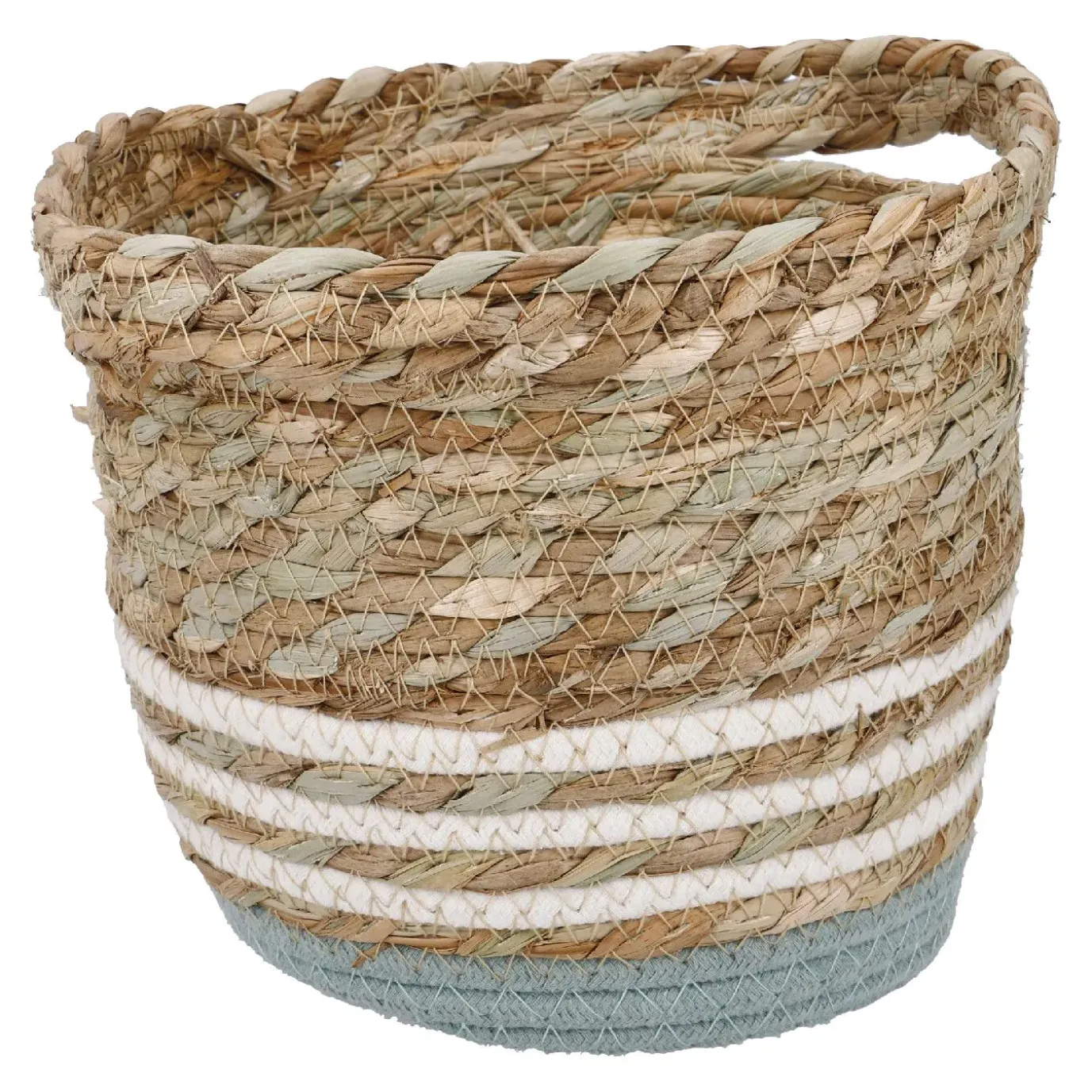 Korb Streifen Mit Henkel, Grün/weiß, 23 X 20 Cm