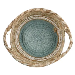 Korb Streifen Mit Henkel, Grün/weiß, 23 X 20 Cm