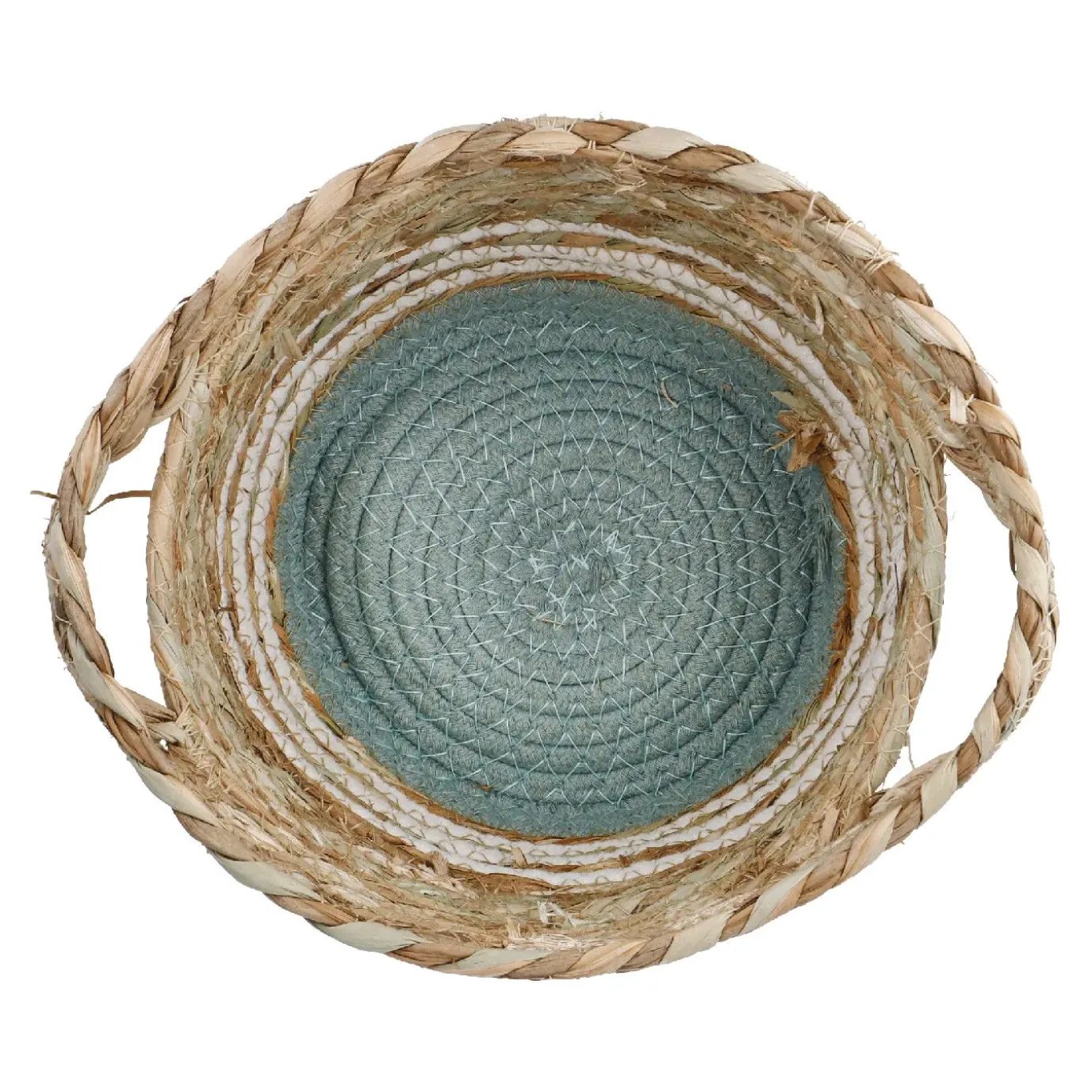 Korb Streifen Mit Henkel, Grün/weiß, 23 X 20 Cm