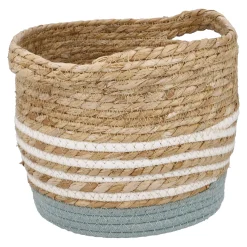 Korb Streifen Mit Henkel, Grün/weiß, 26 X 23 Cm