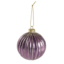 Kugel Dekor, Rillen/lila, 8 Cm