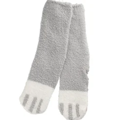 Kuschelsocken Anti-Rutsch, Uni/grau/offwhite