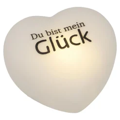 LED-Herz Mit Spruch, Mein Glück, Weiß