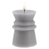 LED-Kerze Design, Eckig/grau, 12 Cm
