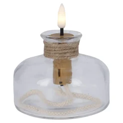 LED-Kerze Glas Mit Kordel, Flach