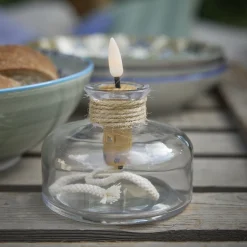 LED-Kerze Glas Mit Kordel, Flach