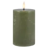 LED-Kerze Rustik, Waldgrün, 7.5 X 14.5 Cm