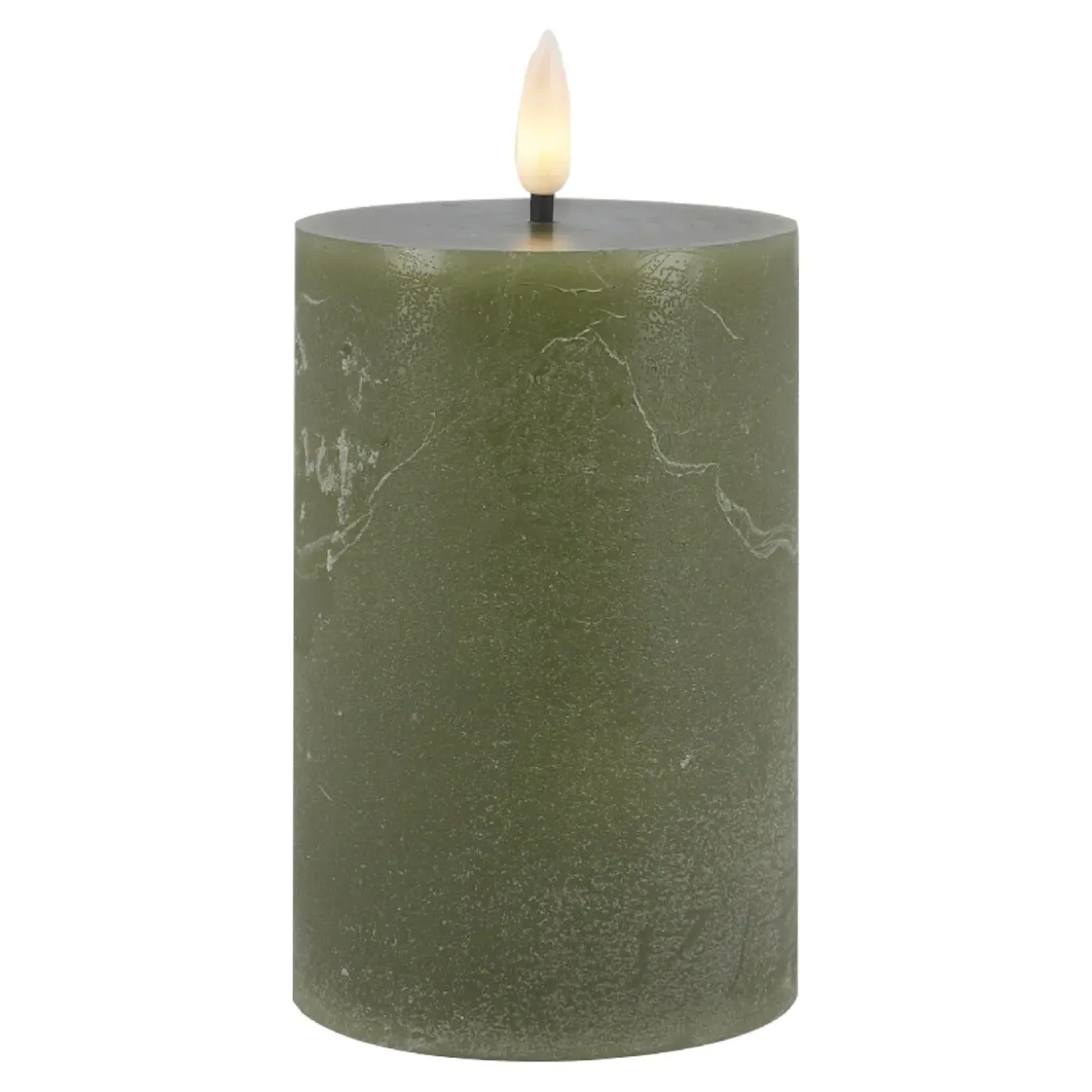 LED-Kerze Rustik, Waldgrün, 7.5 X 14.5 Cm