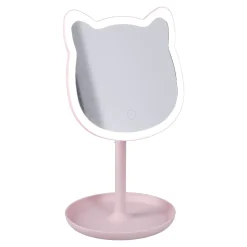 LED-Spiegel Form, Katze/rosa, 26 Cm