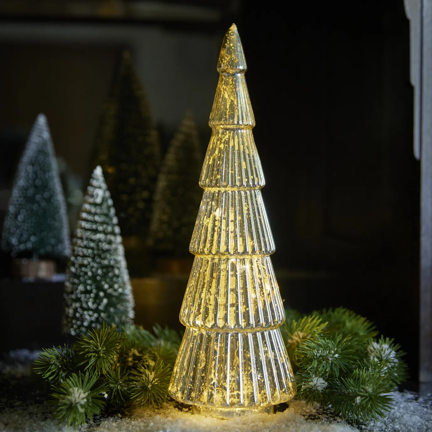 LED-Tanne Metallic, Transparent, 31 Cm