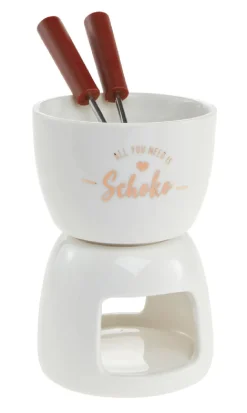 Mini Schokofondue, Weiß/gold