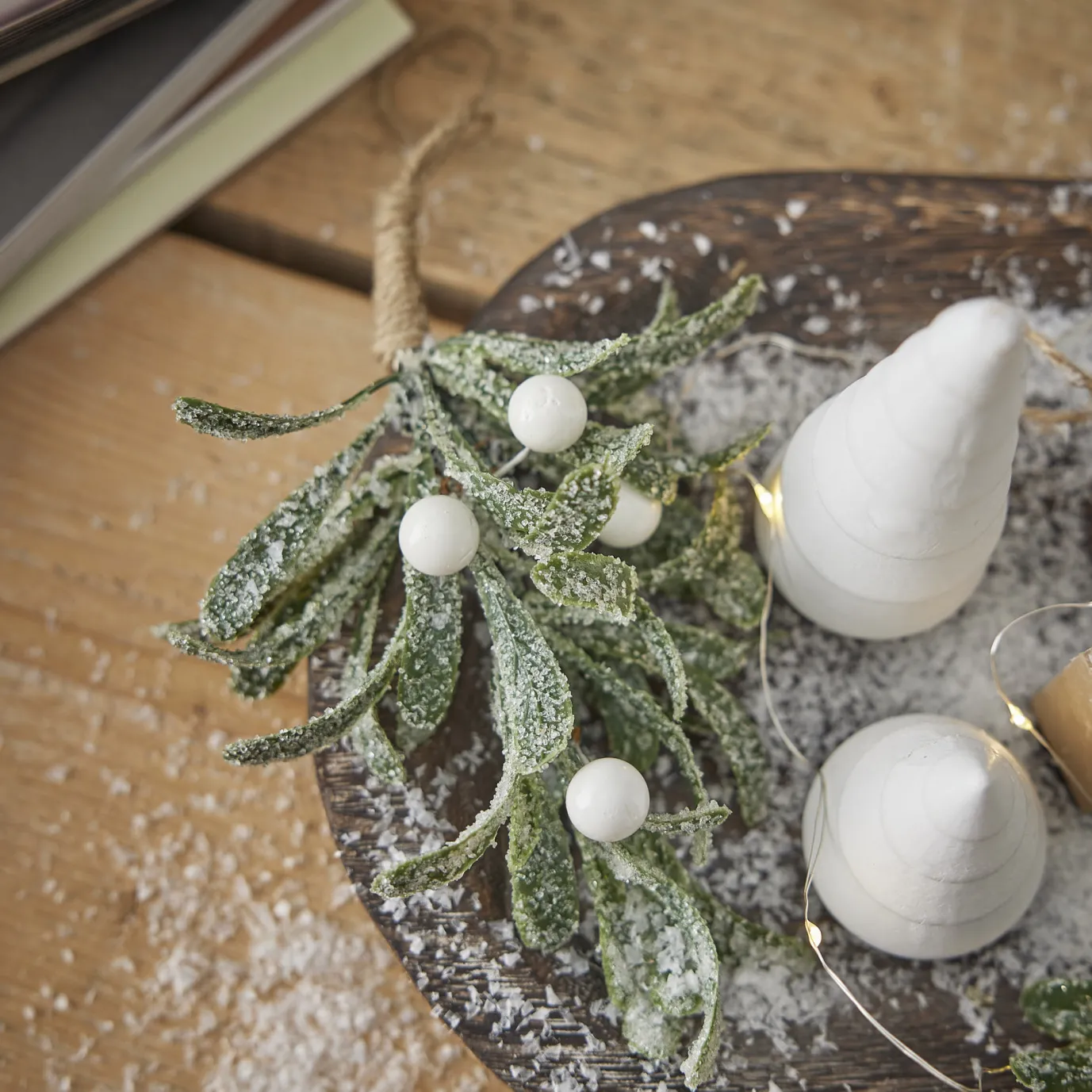 Mistelzweig, Beeren/weiß, Hängend, 22 Cm