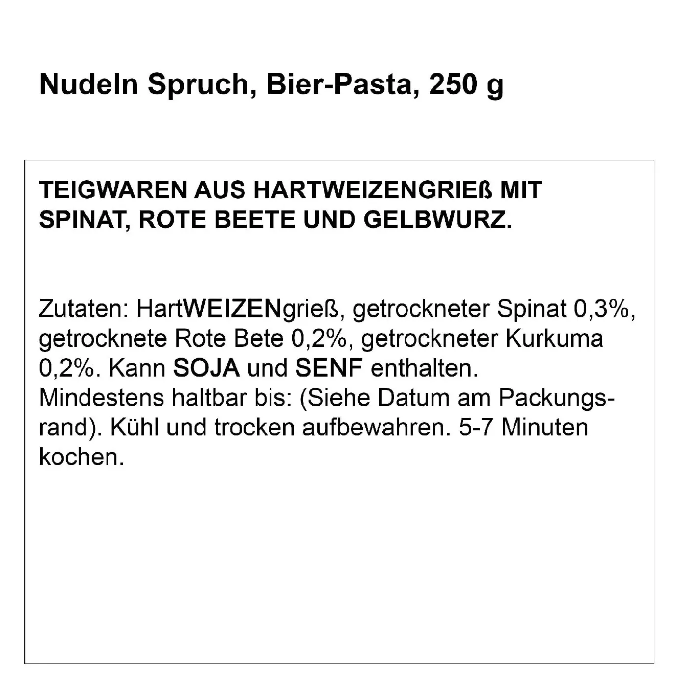 Nudeln Spruch, Bier-Pasta, 250 G