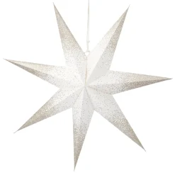 Papierstern, 60 Cm, Konfetti/weiß-champagner