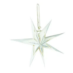 Papierstern , 3D, Weiß/silber, 18 Cm