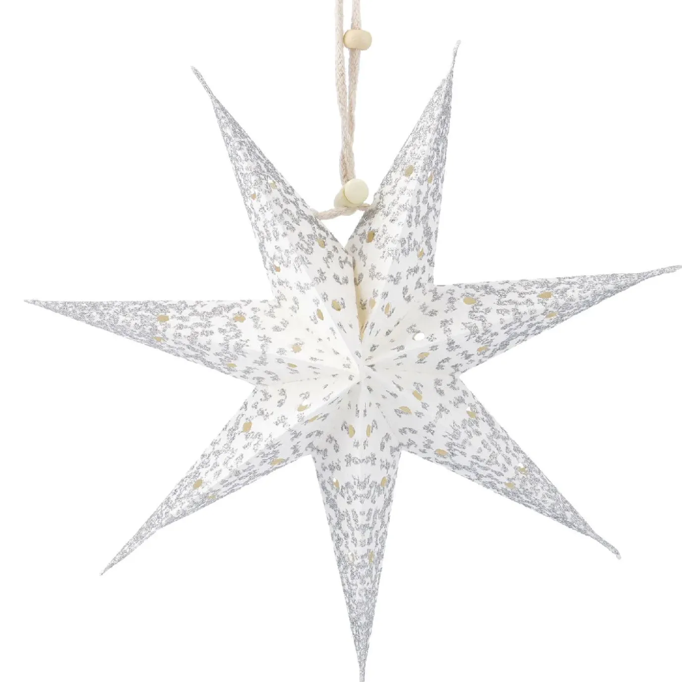 Papierstern Konfetti, Weiß/silber, 18 Cm