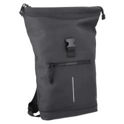 Rucksack Rolltop Mit Reflektor, Schwarz, 16 Liter