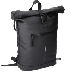 Rucksack Rolltop Mit Reflektor, Schwarz, 16 Liter