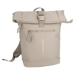 Rucksack Rolltop Mit Reflektor, Taupe, 16 Liter