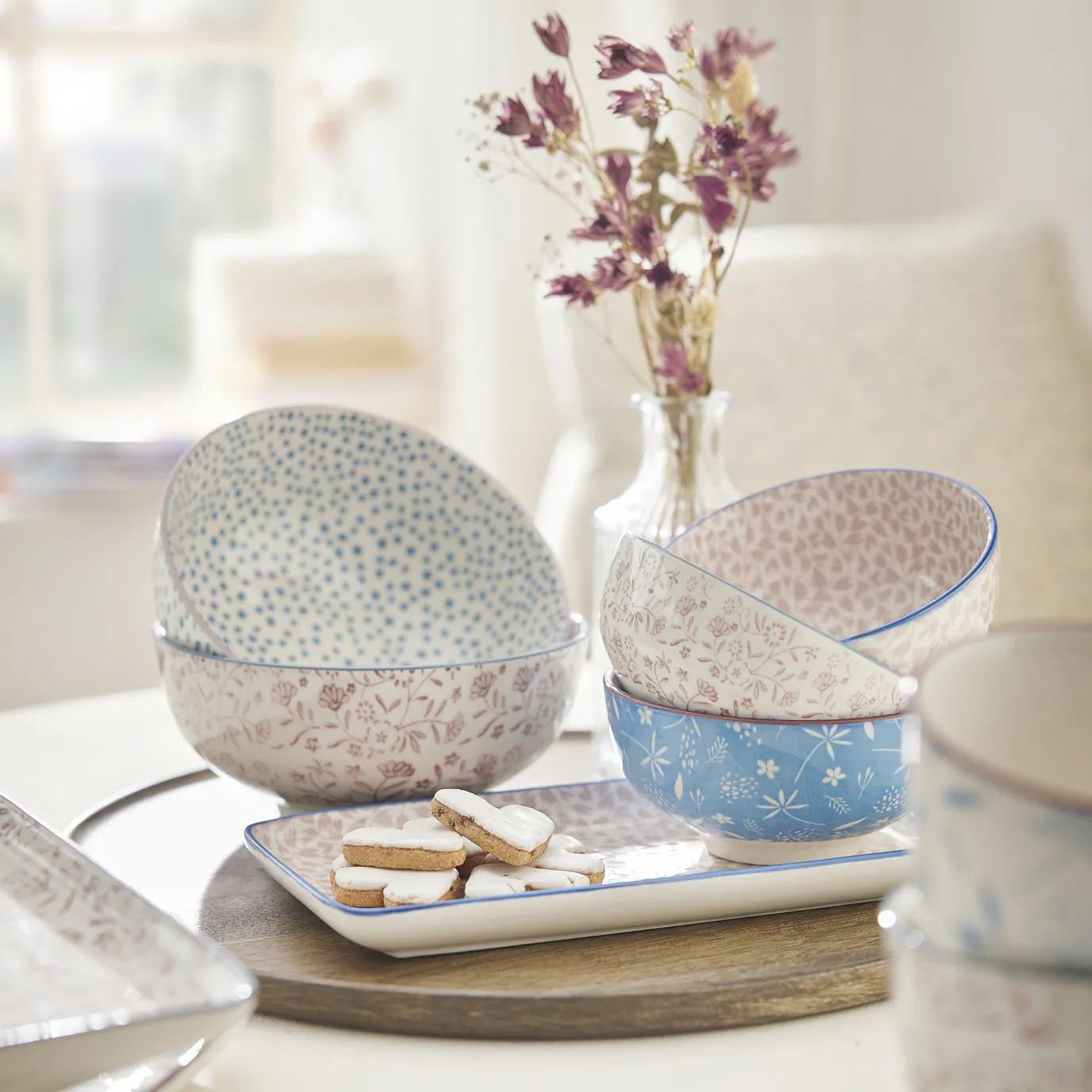 Schale China, 680 Ml, Rosa, Wiese, 15 Cm