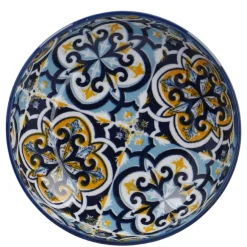 Schale China, Flach, Blau/gelb, 9 Cm